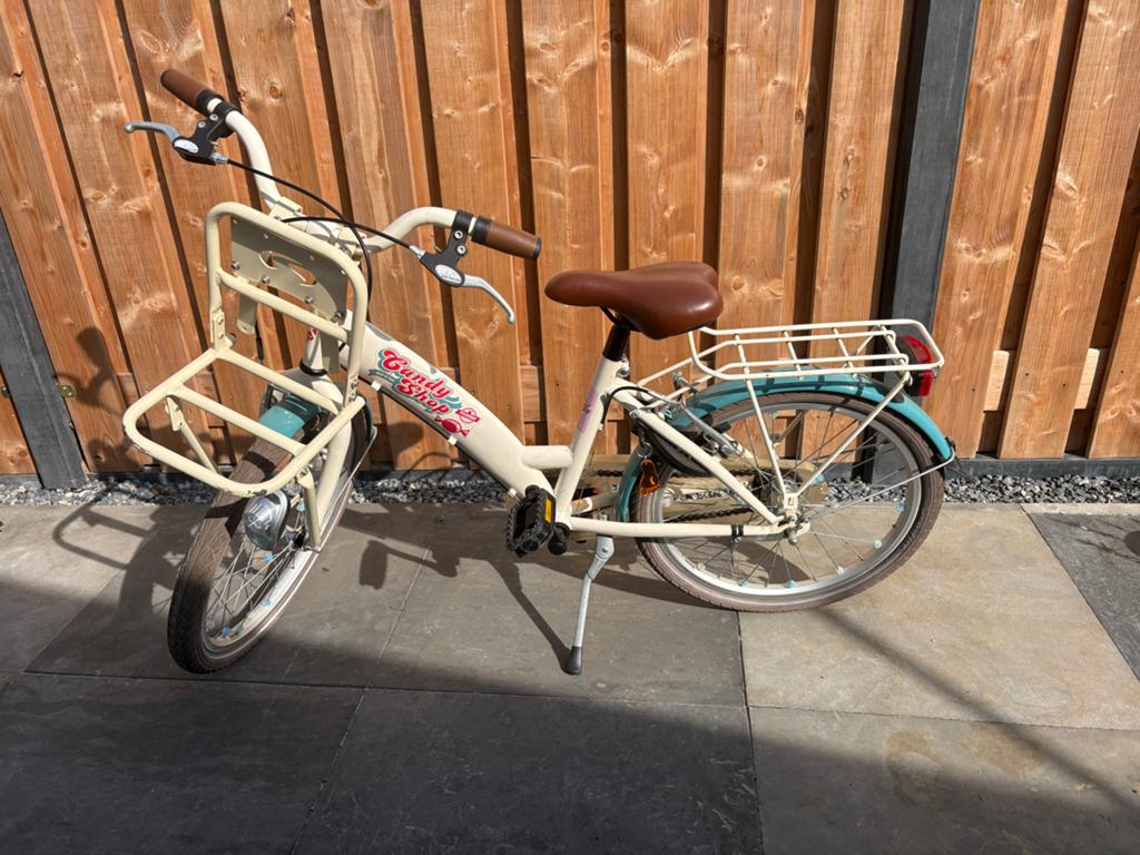 Kinderfiets Candy Shop 20 inch met voordrager en handrem, Ophalen, Terugtraprem, Gebruikt, Handrem