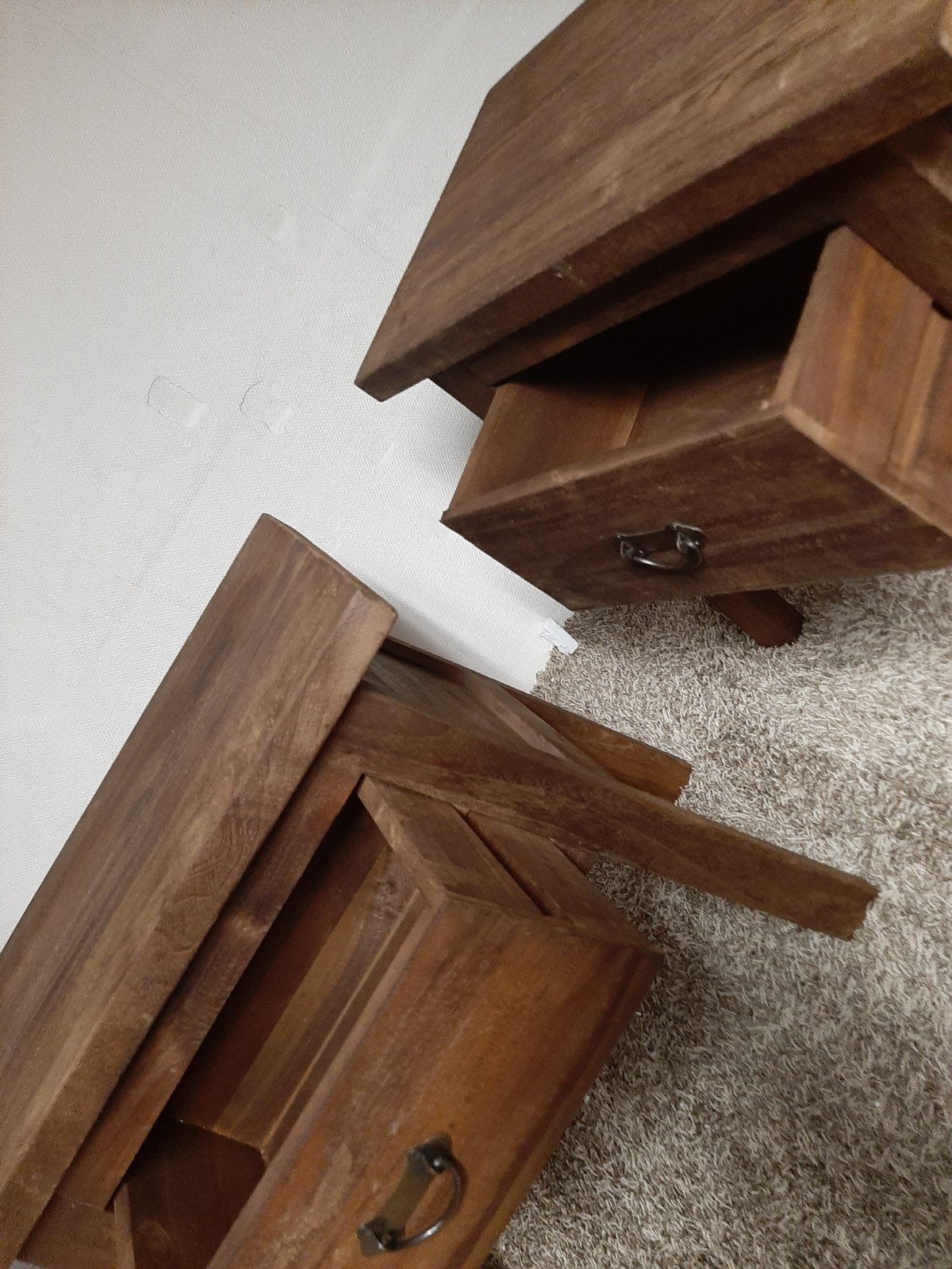 drift houten nachtkastjes, nieuw!, Ophalen of Verzenden, Nieuw, Minder dan 45 cm, Minder dan 55 cm