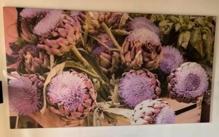 Groot wanddoek met artisjokken print unieke moestuin kunst, Ophalen, Zo goed als nieuw, Paars, Modern