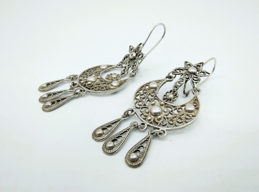 Zilveren filigrain oorbellen, 835, Hangers, Info@zilverwebsite.nl, Verzenden, Zo goed als nieuw