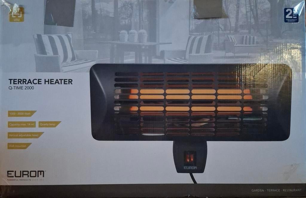 Nieuwe Eurom Q-Time 2000 Terrasverwarmer - Ongebruikt, Ophalen, Nieuw, Elektrisch, Wand