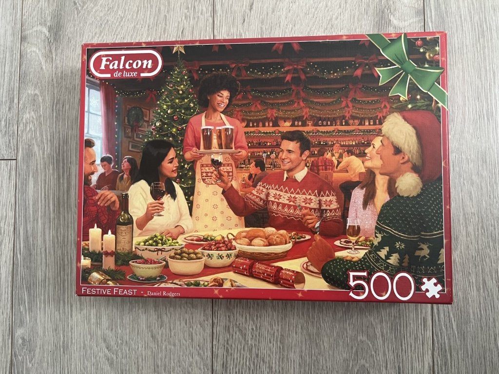 Falcon legpuzzel - 500 stukjes  - Festive Feast - Christmas, Ophalen of Verzenden, 500 t/m 1500 stukjes, Gebruikt, Legpuzzel