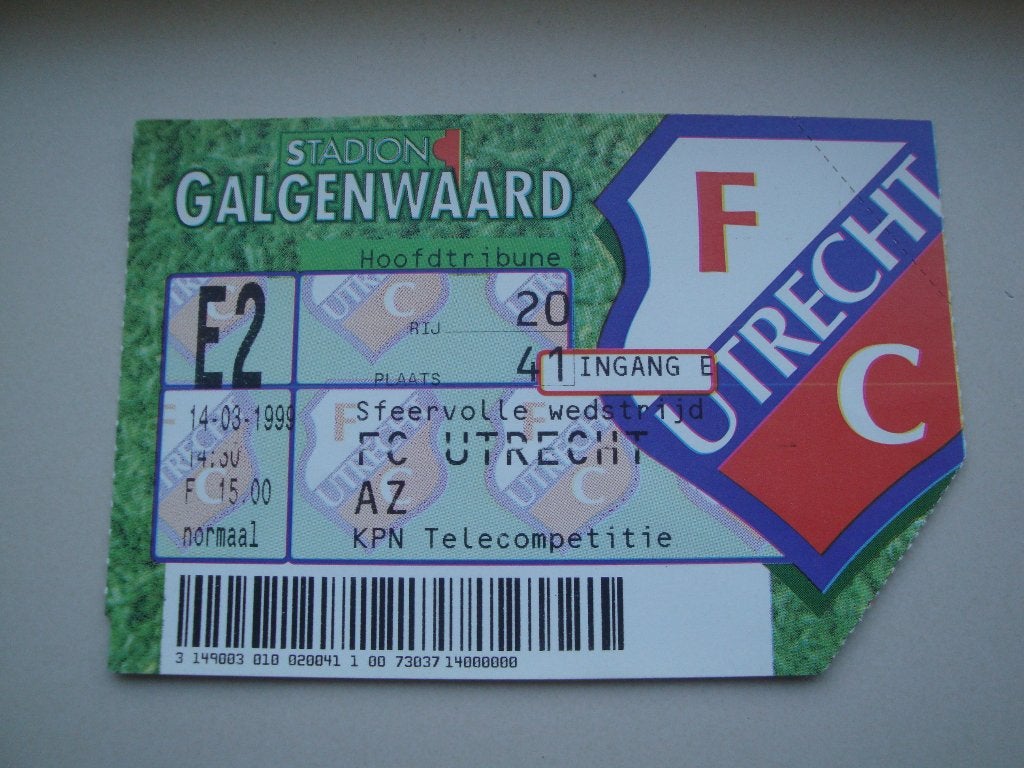 F.C. Utrecht - AZ'67 voetbalkaartje seizoen 1998 / 1999 63., Verzamelen, Verzenden, Gebruikt, AZ, Overige typen