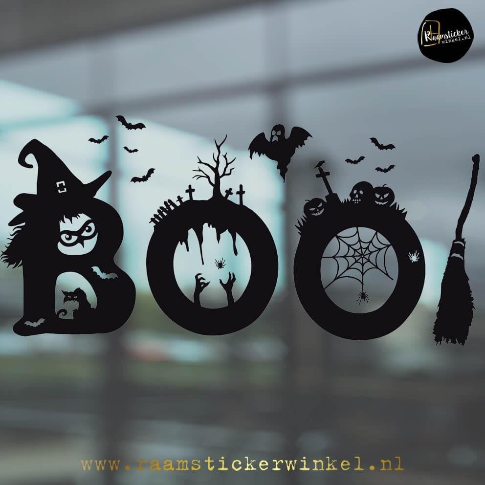 Halloween Raamsticker BOO, Ophalen of Verzenden, Nieuw, Feestartikel, Halloween of Griezel