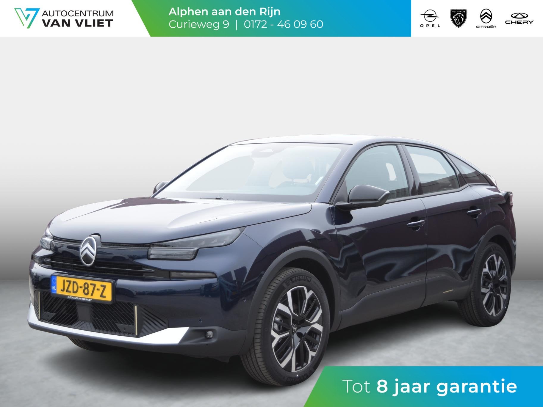 Citroen Ë-C4 Business 156pk Extended range 54 kWh | TOT 8 J, Auto's, Gebruikt, Zwart, 156 pk, Blauw