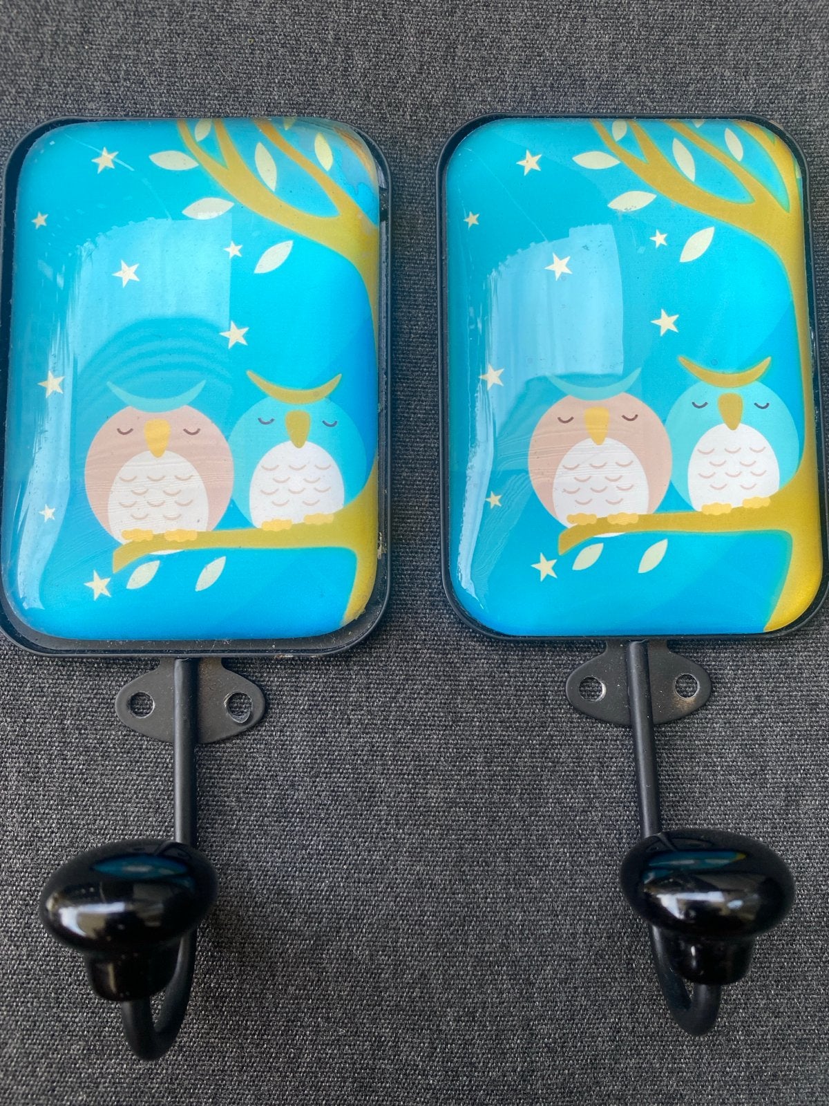 Leuke uilen wandhaken voor kinderkamer (set van 2), Gebruikt, Wandhaken, Ophalen of Verzenden, Minder dan 100 cm