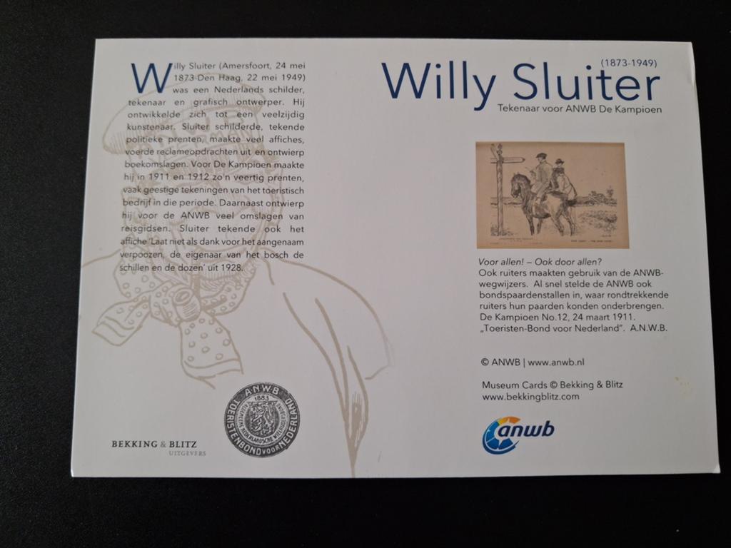 Kaart Willy Sluiter van de ANWB, Verzenden, Ongelopen