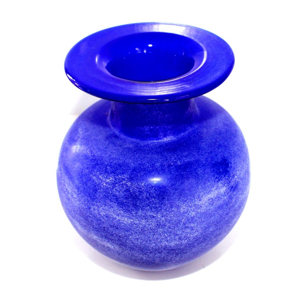 Schitterende Murano Kobalt Blauw Glas Scavo Vaas, Ophalen of Verzenden