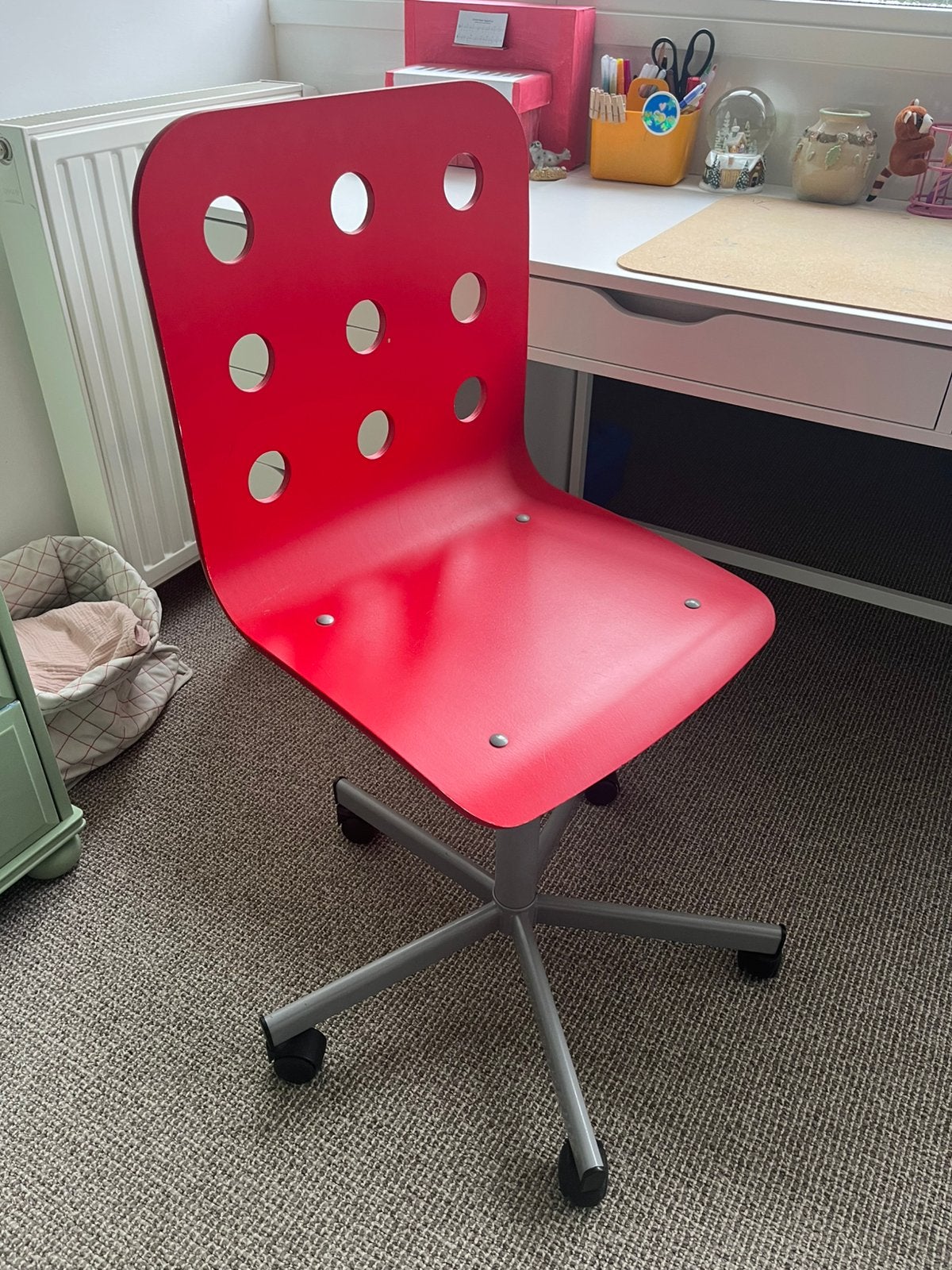 Twee rode bureaustoelen, Ophalen, Gebruikt, Rood