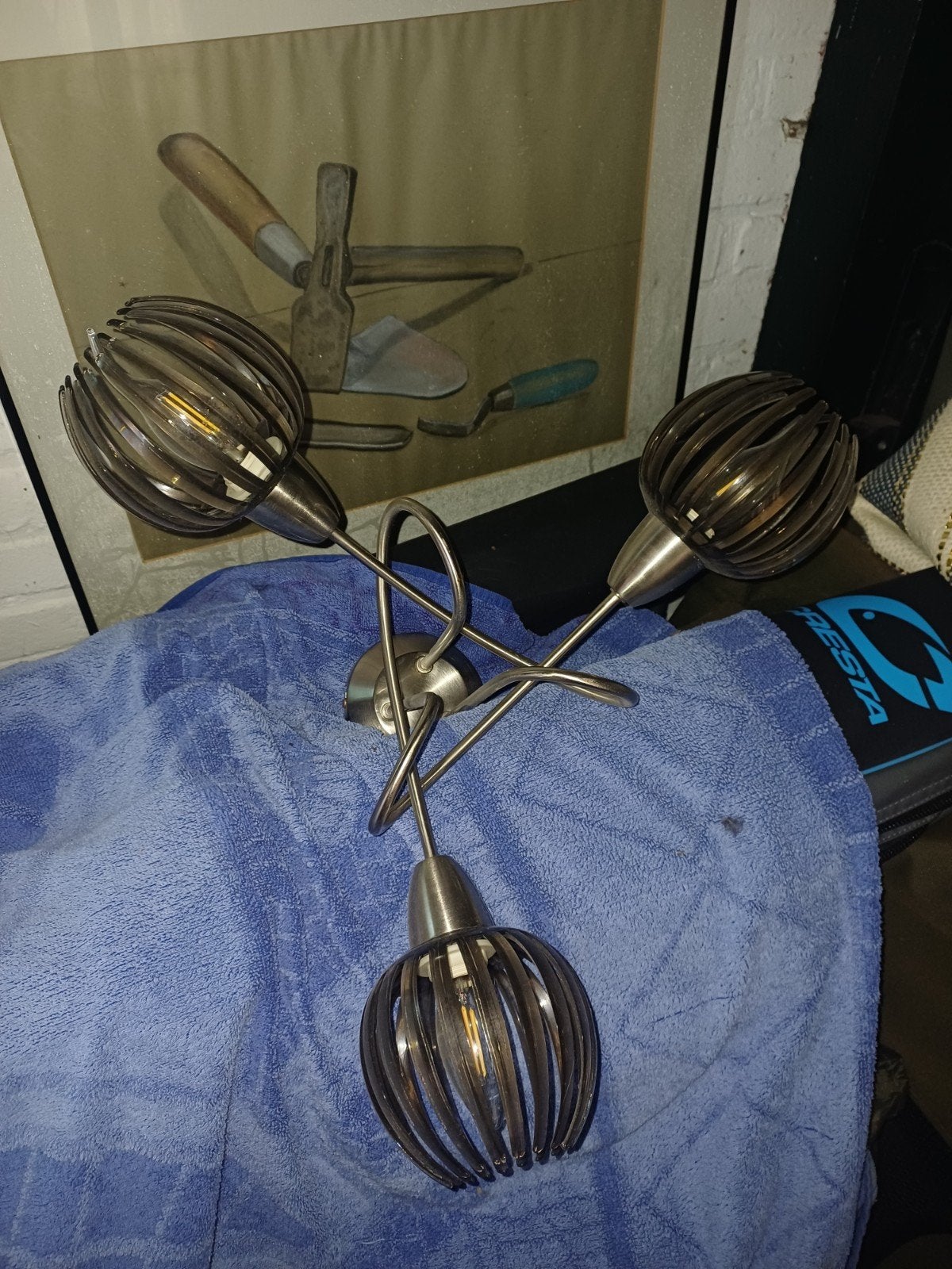 Zilveren plafondlamp met 3 koppen, Huis en Inrichting, Ophalen of Verzenden
