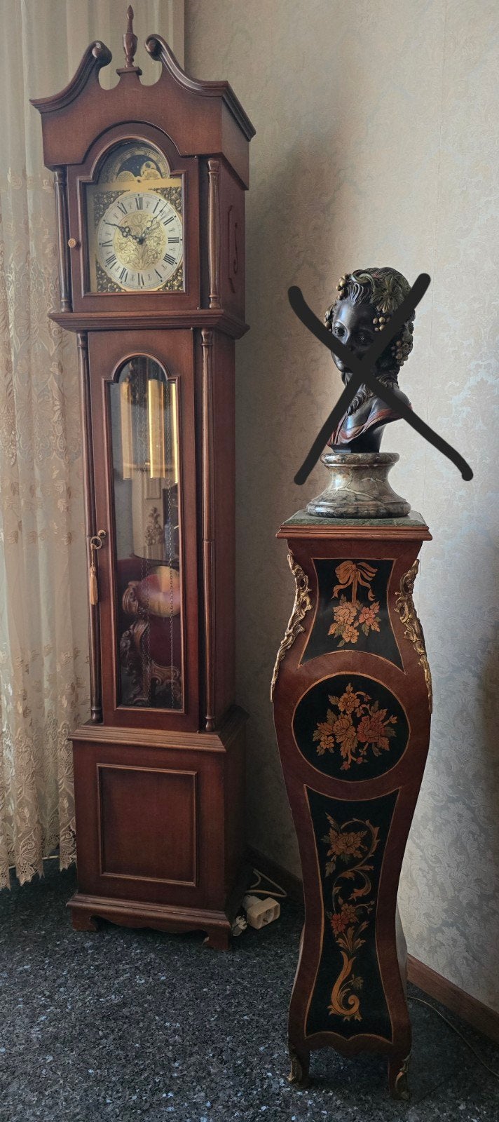 Staande klok en barok/rococo pilaar - Louis XV/XVI stijl, Ophalen