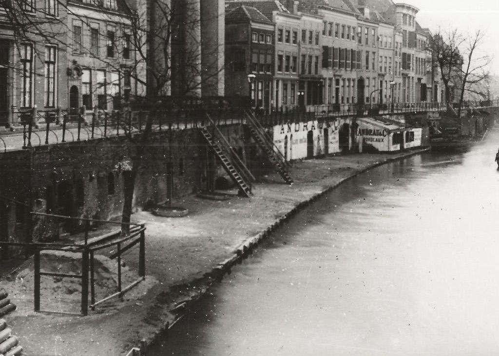 Utrscht Oude Gracht met Andra Horizontaal Foto 24-17 cm, Ophalen of Verzenden, Voor 1920, Ongelopen, Zuid-Holland