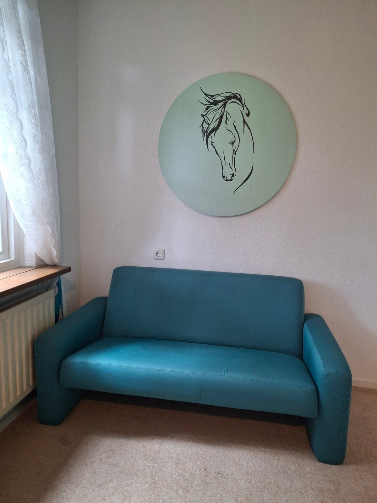 Turquoise tweepersoonsbank - Gebruikt, Ophalen, Gebruikt, 150 tot 200 cm, Tweepersoons