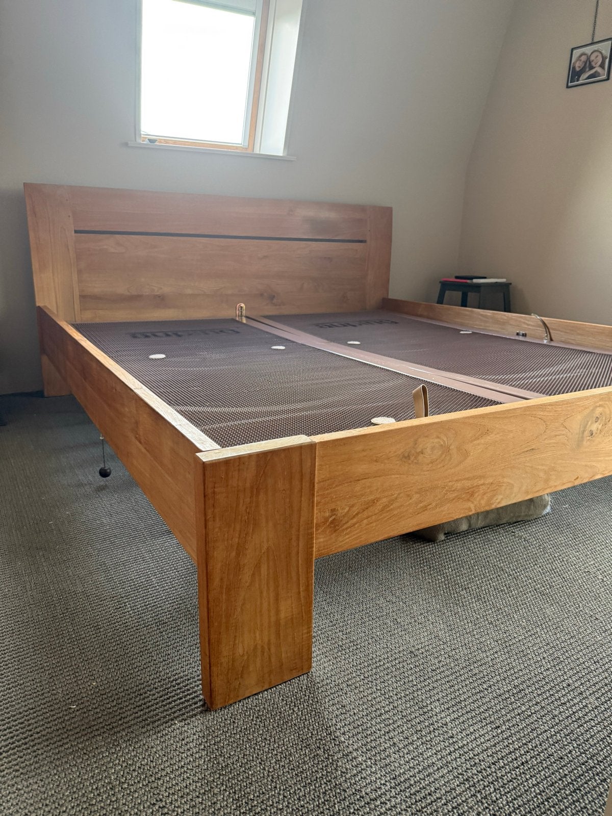Teakhouten tweepersoonsbed Foucault 180x200 cm, Ophalen, Gebruikt, Bruin, Tweepersoons