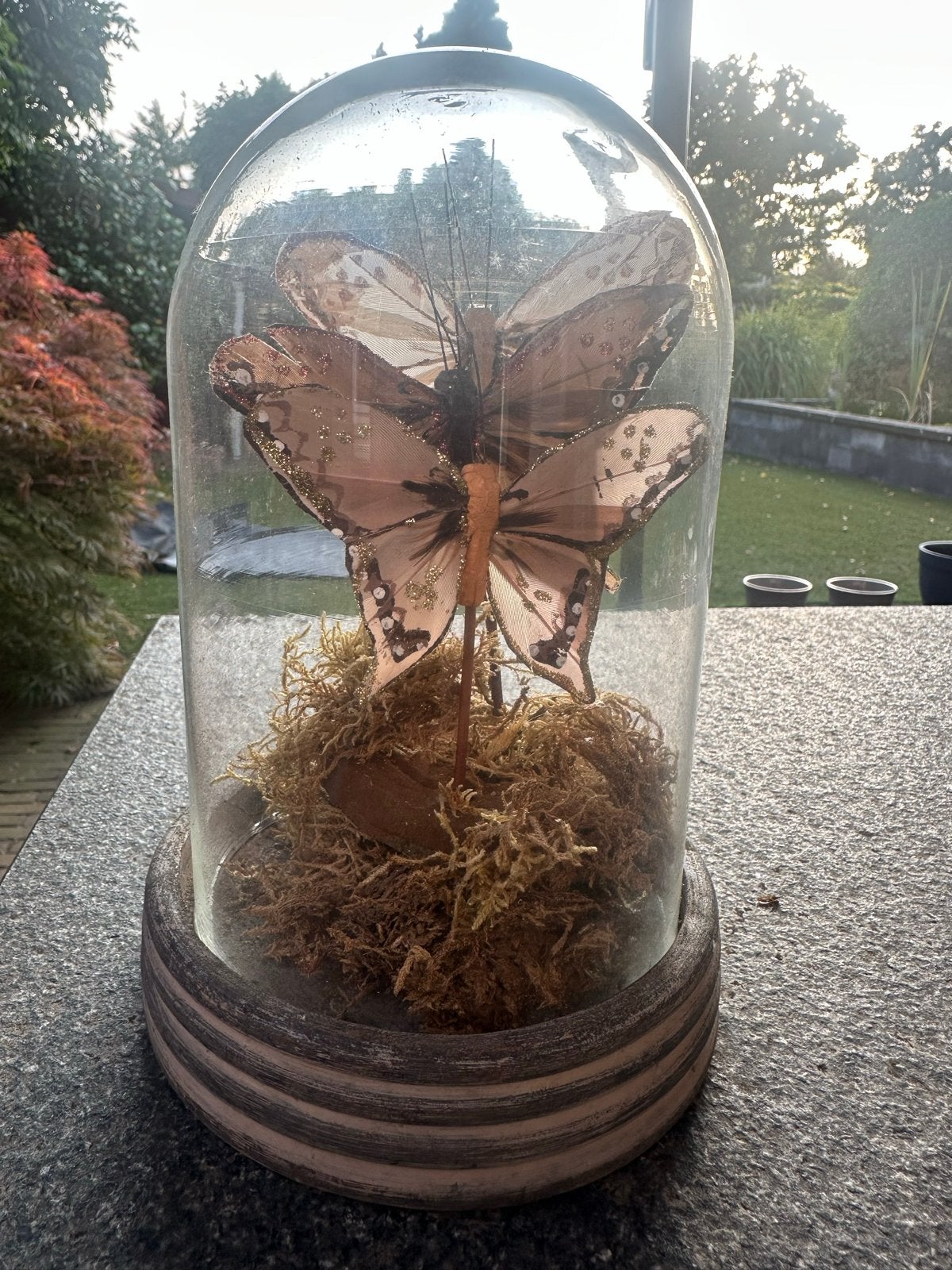 Decoratieve stolp met vlinders, Gebruikt, Overige stijlen, Ophalen of Verzenden, Glas