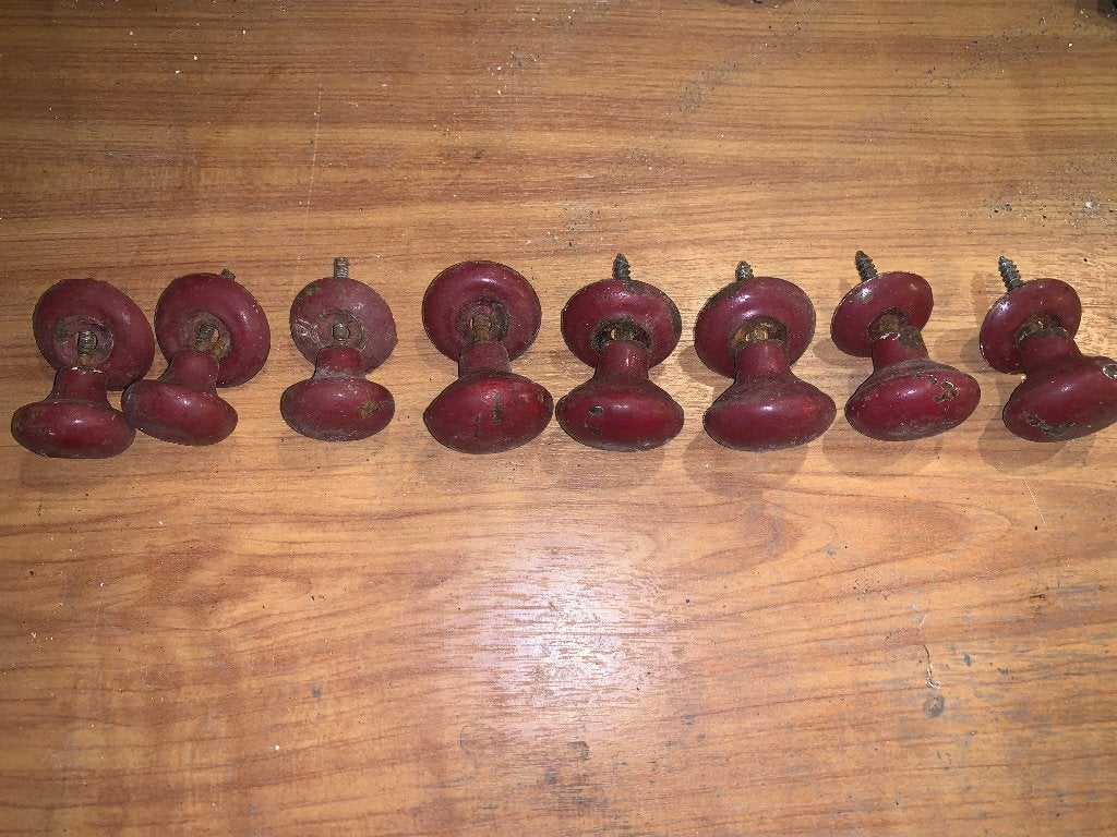 8x kastdeurknoppen + rozet antiek, Ophalen of Verzenden, Gebruikt, Koper of Messing, Overige typen