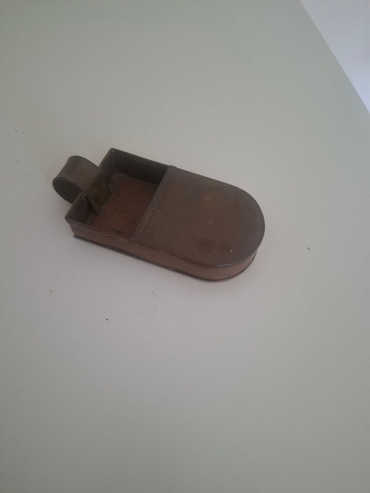 Antiek koperen mansbakje / centenbak met handvat, Antiek en Kunst, Ophalen of Verzenden