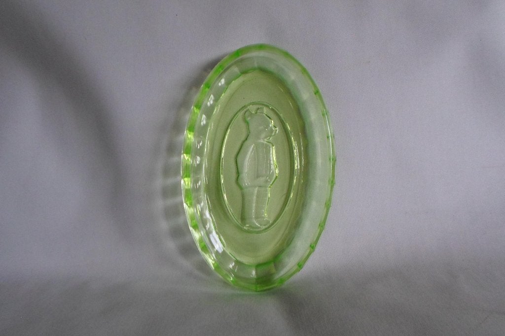 Uraniumglas Schaal Bruintje Beer, Antiek en Kunst, Ophalen of Verzenden
