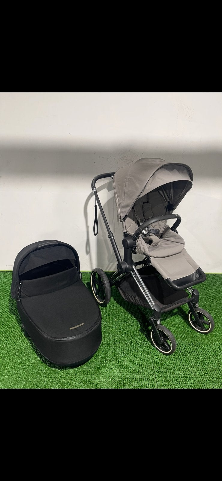 Cybex priam platinum kinderwagen - chrome/grey/black - 2in1, Zo goed als nieuw, Verstelbare duwstang, Ophalen, Kinderwagen
