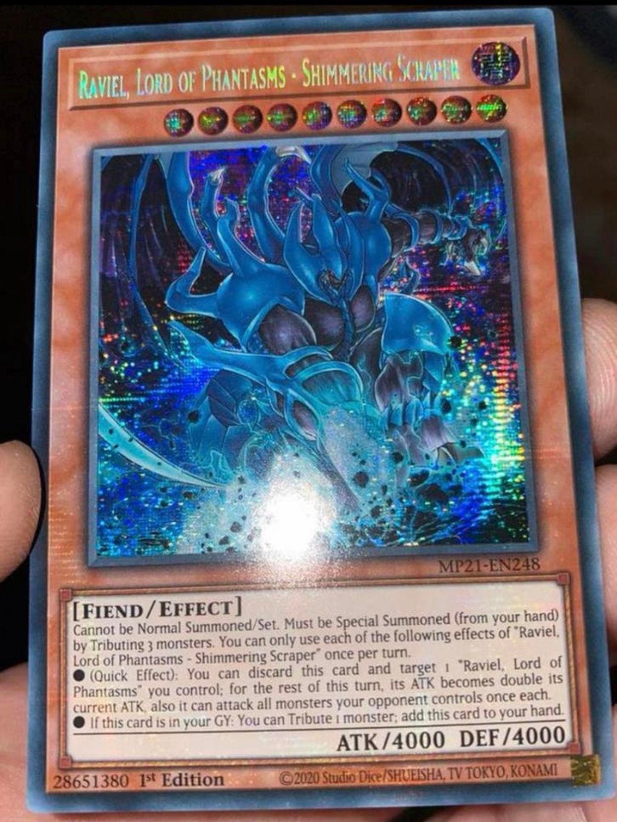 Yu-Gi-Oh! Raviel, Lord of Phantasms - Shimmering Scraper !, Ophalen of Verzenden, Zo goed als nieuw, Losse kaart, Foil