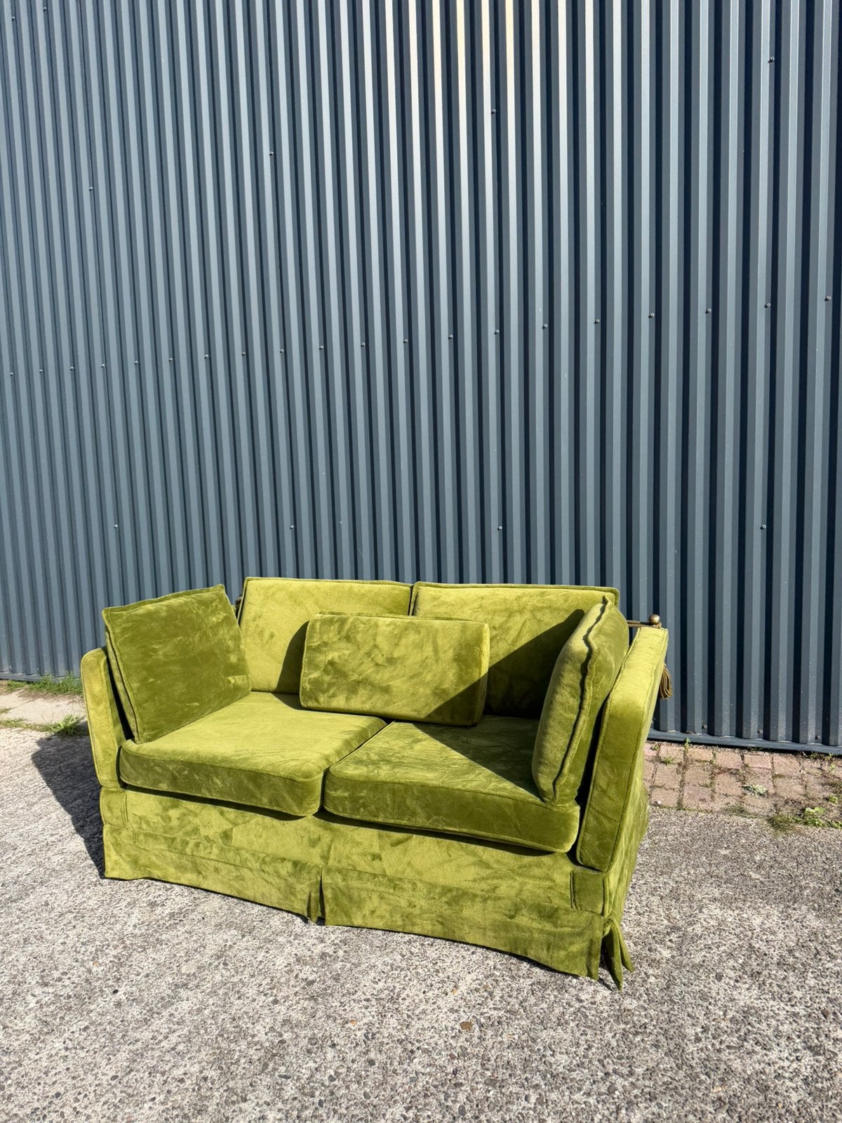 Vintage slaapbank bank velvet, Huis en Inrichting, Ophalen, Gebruikt, Tweepersoons, 150 tot 200 cm