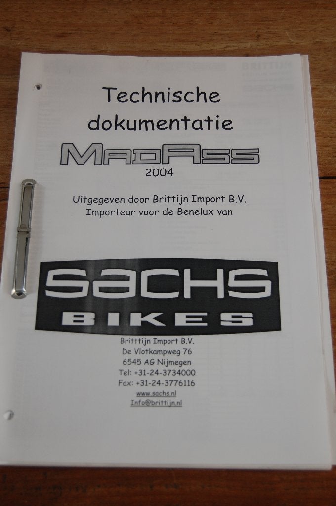 MadAss Sachs documentatie 50 cc 4 tact type 649 uitgave 2004, Fietsen en Brommers, Handleidingen en Instructieboekjes, Nieuw, Ophalen of Verzenden
