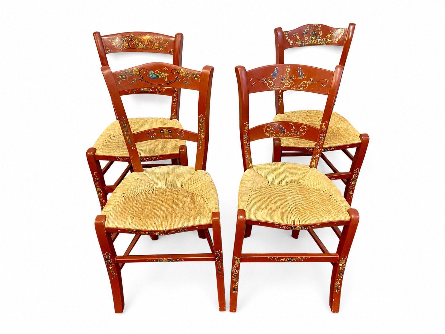 Antieke handbeschilderde stoelen brocante boerenstoelen, Ophalen, Gebruikt, Bruin, Brocante antiek volkskunst