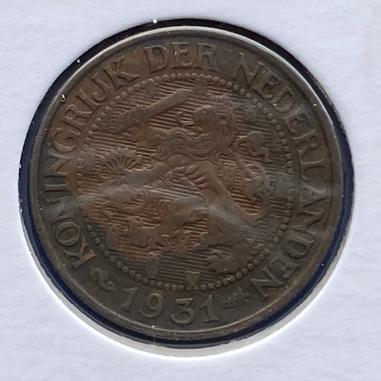 1 Cent uit 1931 van Kon. Wilhelmina, Postzegels en Munten, Verzenden, Koningin Wilhelmina, 1 cent, Losse munt