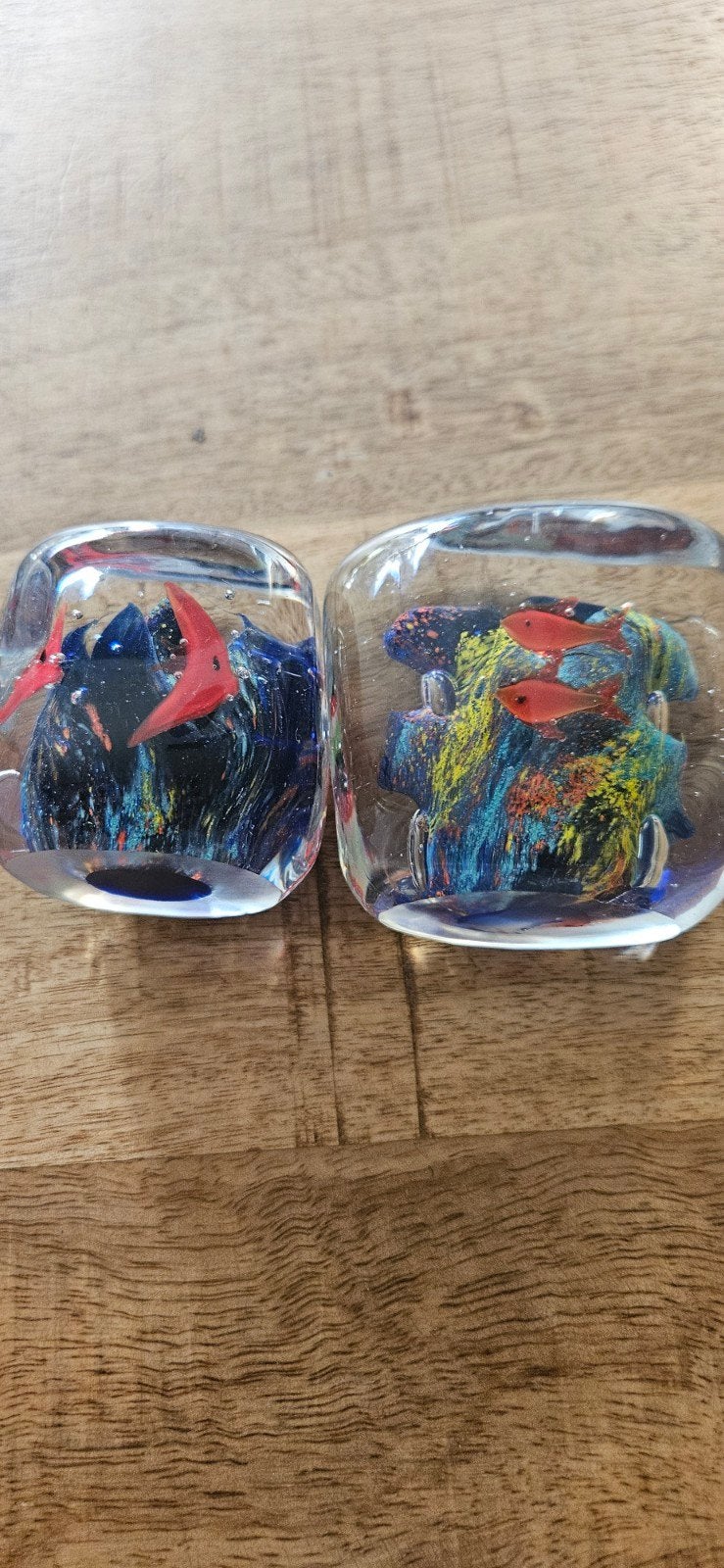 Glazen presse-papiers met onderwaterwereld, Antiek en Kunst, Antiek | Glas en Kristal, Ophalen of Verzenden