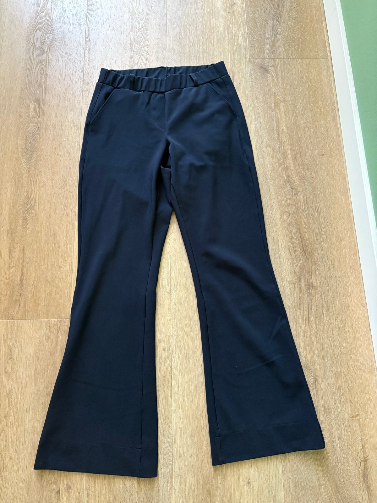 Studio Anneloes flared broek donkerblauw travelstof Maat S/M, Maat 38/40 (M), Kort, Blauw, Ophalen of Verzenden