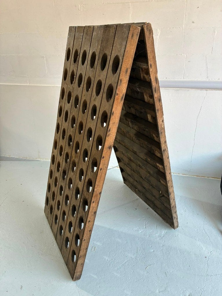 Antiek hardhout champagne rek voor 120 flessen 150x71 cm, Ophalen, Geenidee@almeloooo.nl, 25 flessen of meer, 75 – 100
