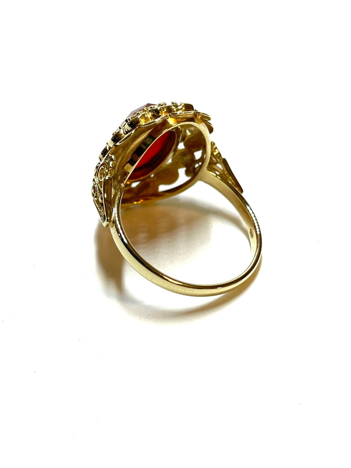 14k gouden ring met een carneool, -, -, Ophalen of Verzenden, Zo goed als nieuw