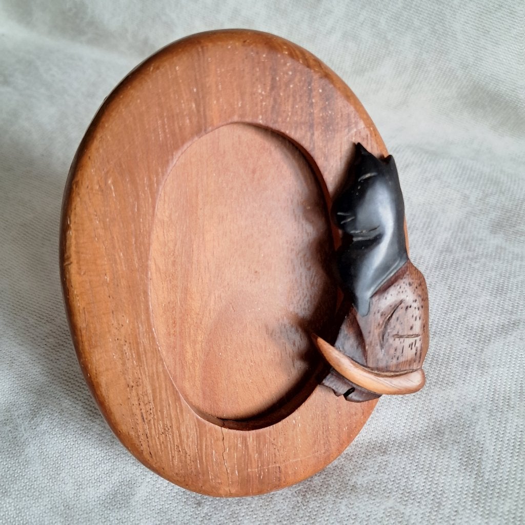 Houten ovale fotolijst met kat klein formaat zie tekst 2609, 8 cm, -, -, Ophalen of Verzenden