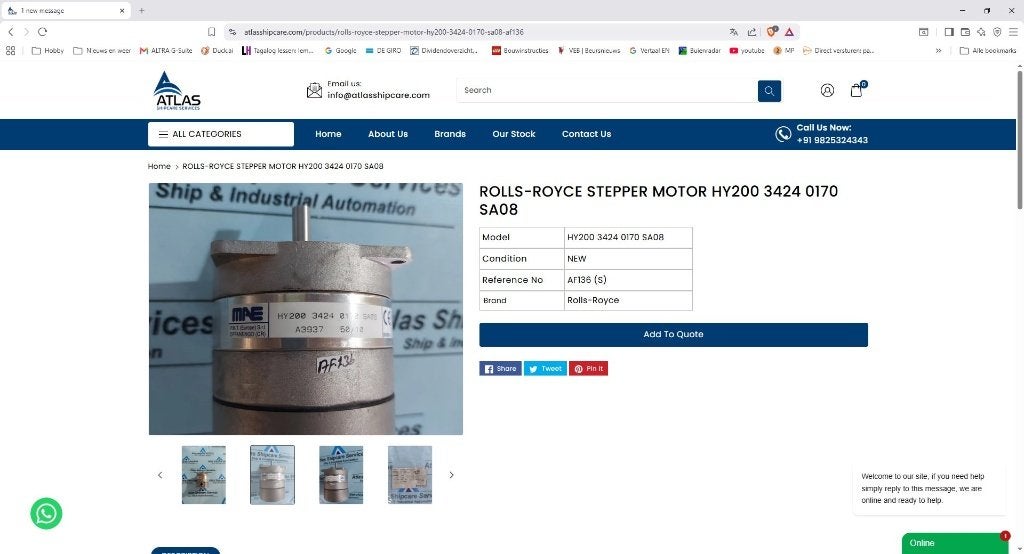 RollsRoyce Marine professionele stappenmotor, Hobby en Vrije tijd, Elektronica-componenten, Zo goed als nieuw, Ophalen of Verzenden