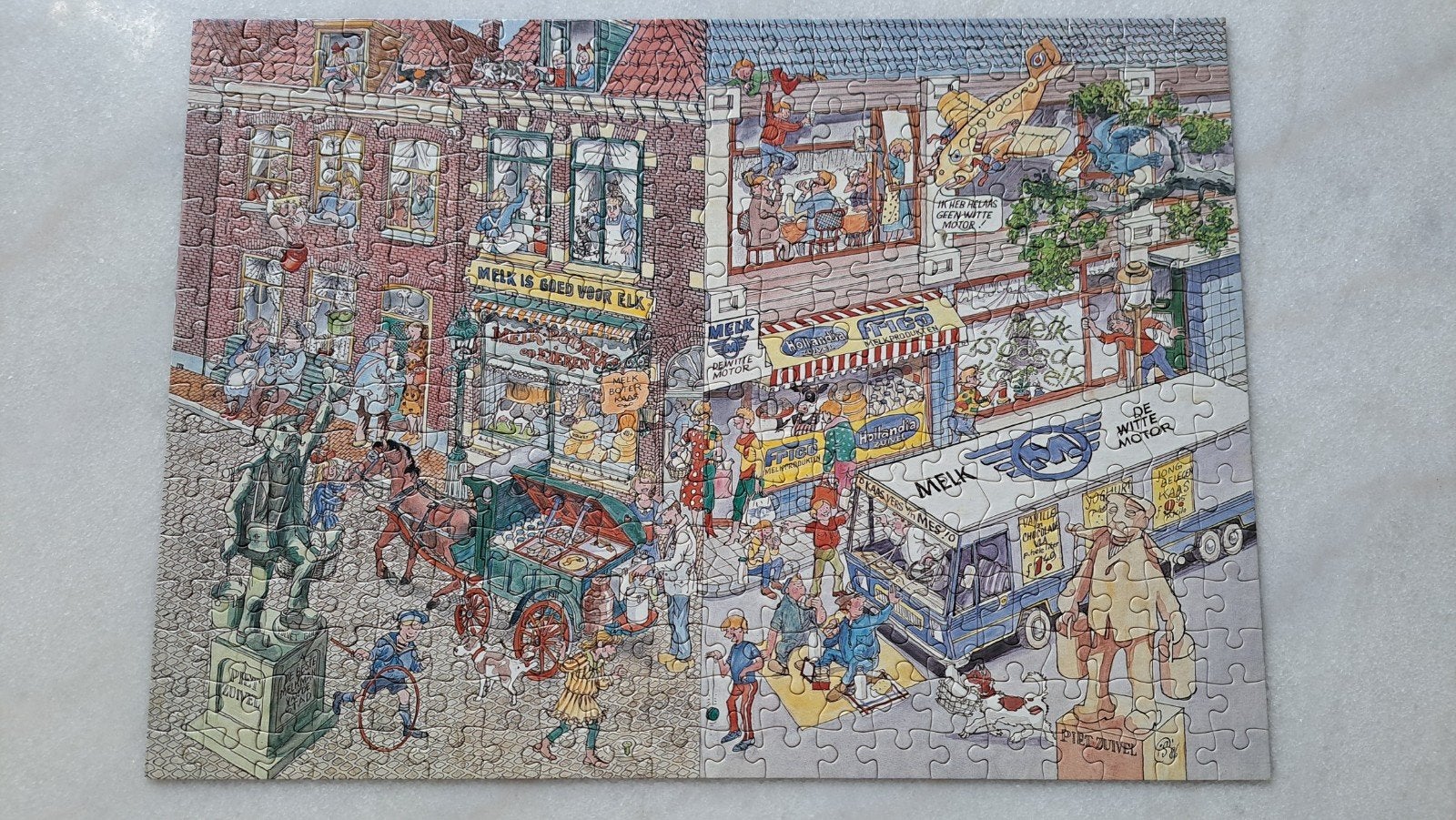 Puzzel reclame Frico kaas - Melk de Witte Motor jr 80, Ophalen of Verzenden, Minder dan 500 stukjes