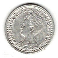 26-1485 Nederland 10 cent 1919, Verzenden, Zilver, 10 cent, Koningin Wilhelmina