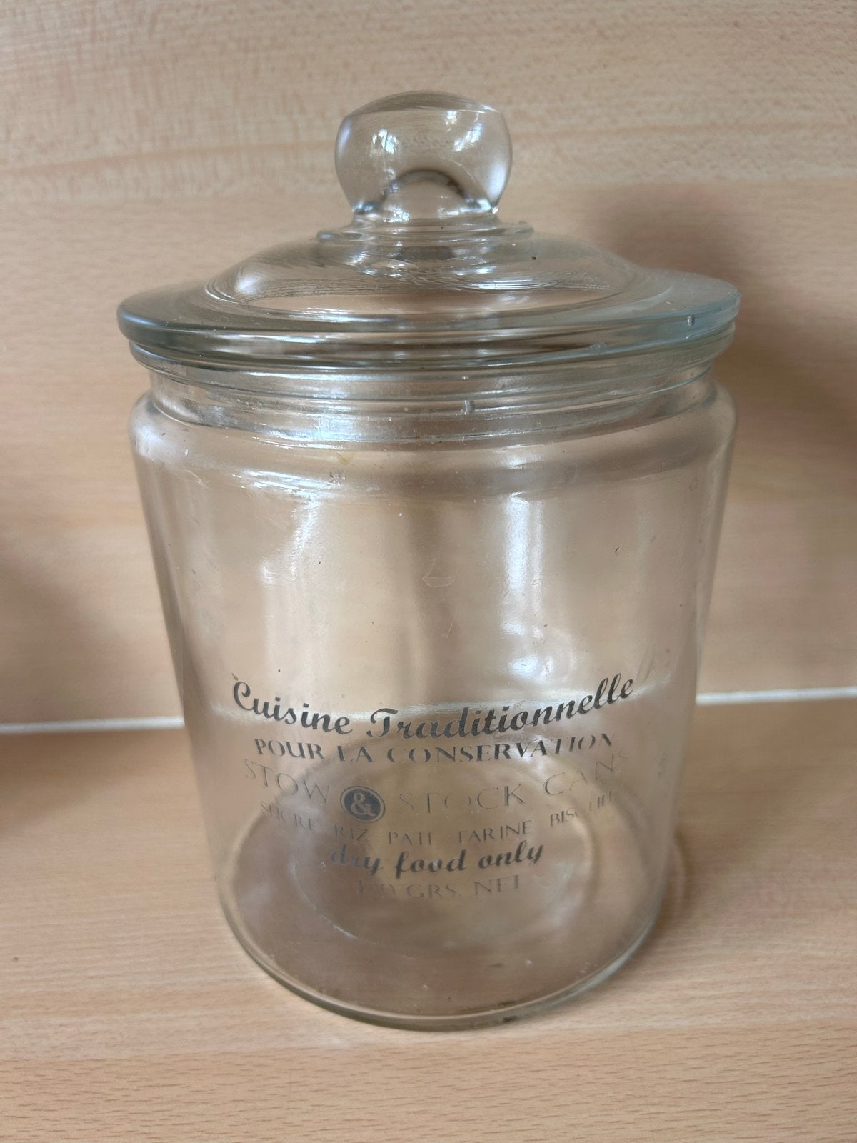 Vintage Glazen Voorraadpot met Deksel - Frans Design, Antiek en Kunst, Antiek | Glas en Kristal, Ophalen of Verzenden