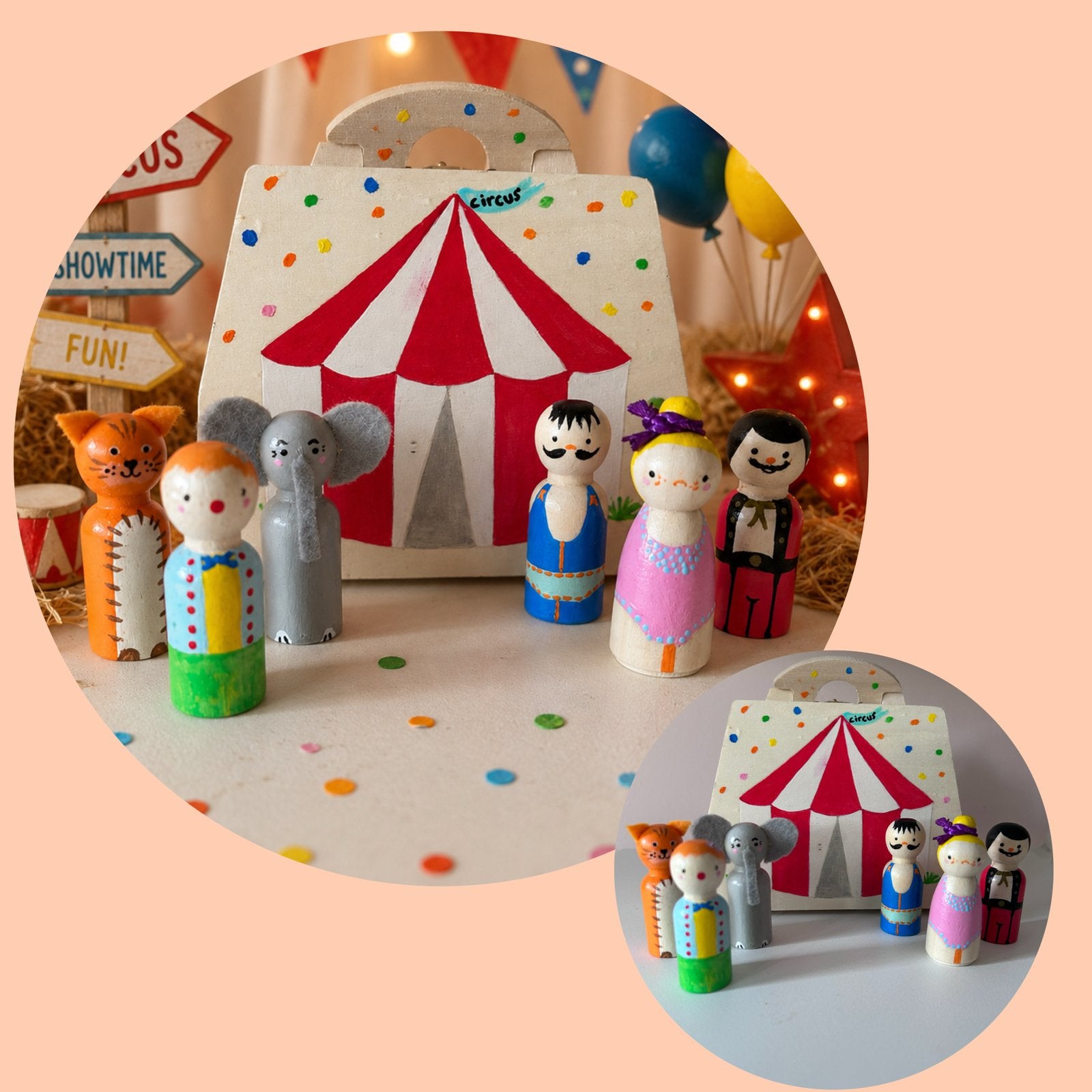 Houten Circus Speelset met Figuren (Montessori), Ophalen of Verzenden, Nieuw, Jongen of Meisje