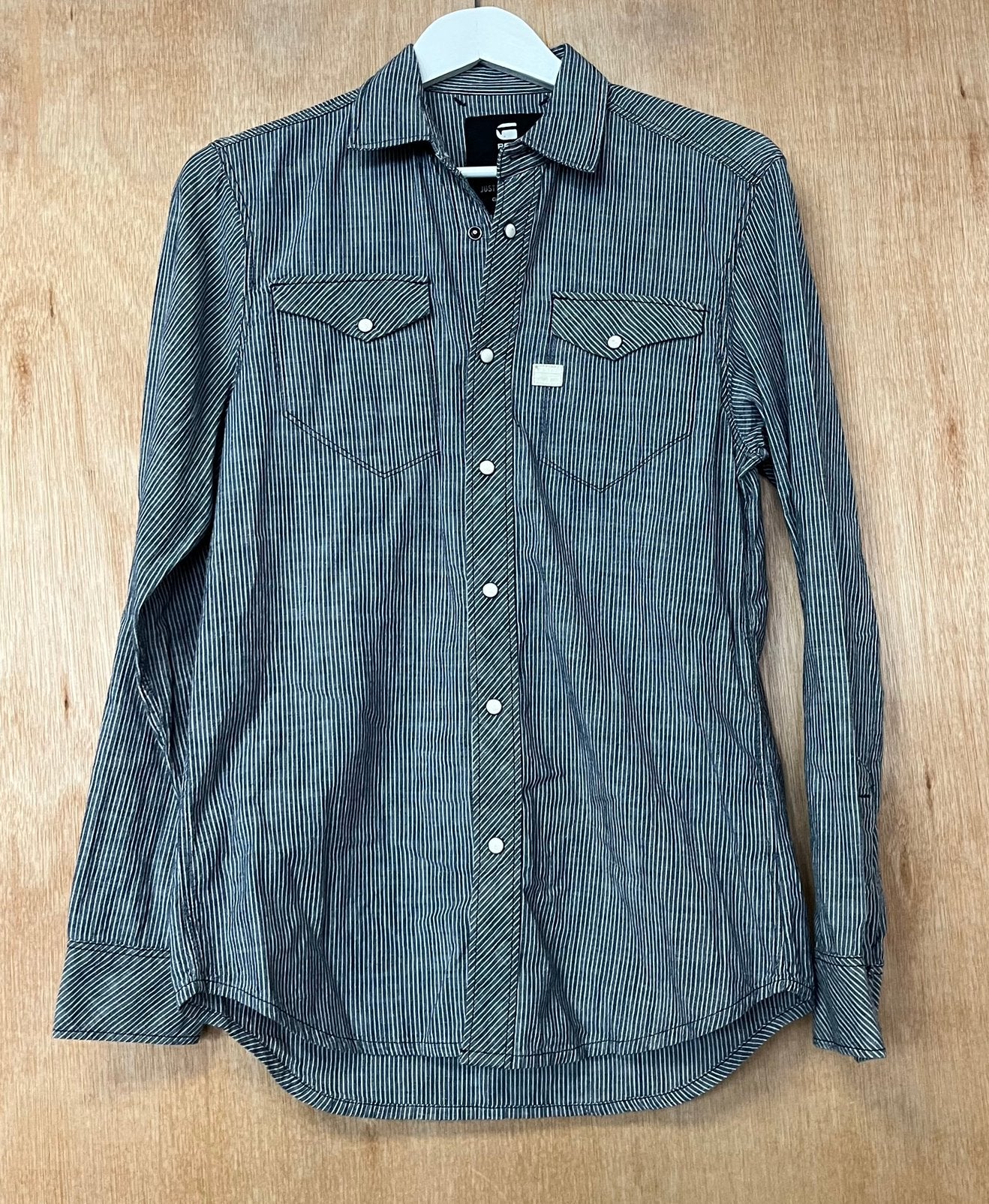 G-Star Raw pearl snap overhemd western - Maat S, Ophalen of Verzenden, Zo goed als nieuw, Blauw, Halswijdte 38 (S) of kleiner