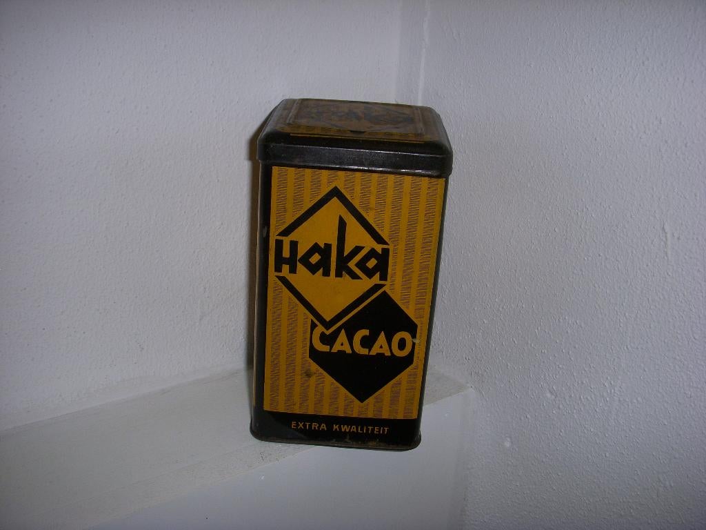 Mooi oud blik Haka cacao het coöperatieve merk jaren 30, Verzamelen, Blikken, Ophalen of Verzenden, Gebruikt, Overige, Overige merken