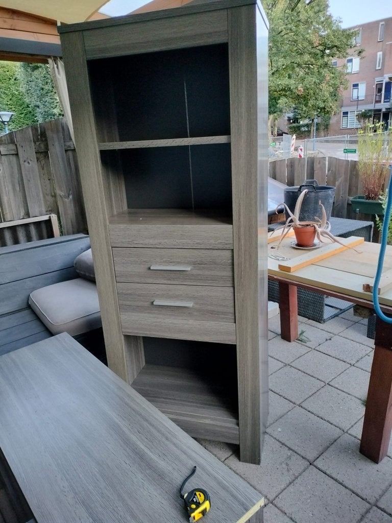 Meubelset grijs 1x hoge kast en 2x tvmeubel, Ophalen, Gebruikt, Minder dan 100 cm, 25 tot 50 cm