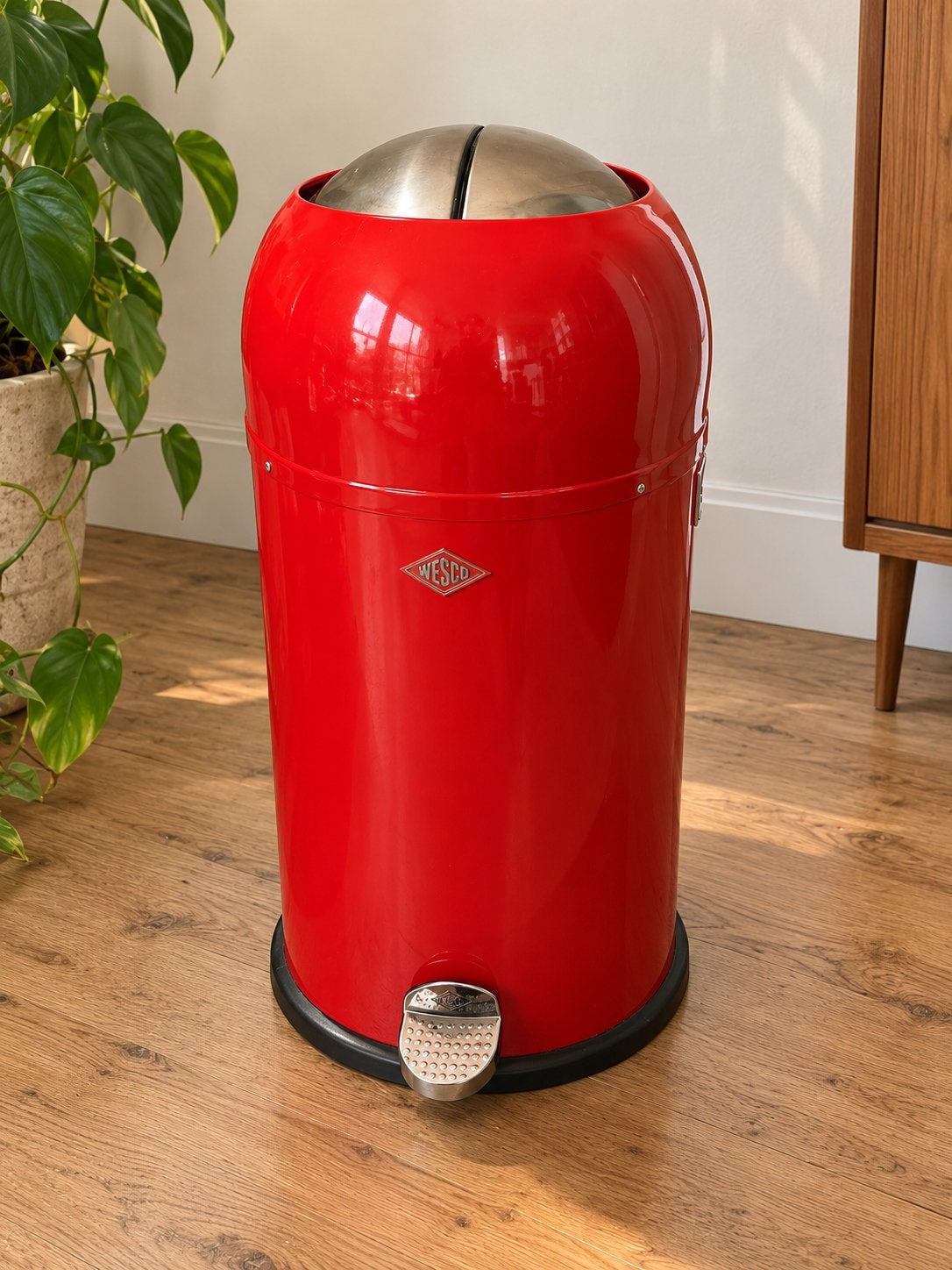 Wesco retro prullenbak – rood | design pedaalemmer, Ophalen, Zo goed als nieuw
