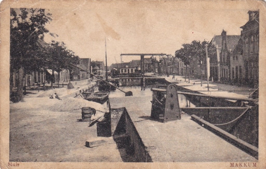 Oude ansichtkaart Sluis Makkum Friesland onGelopen, Ophalen of Verzenden, Voor 1920, Ongelopen, Friesland