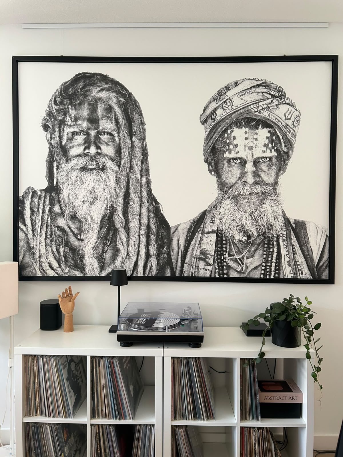 Groot schilderij indiase Babas( heilige mannen), Ophalen, 125 cm of meer, 75 – 100, Print