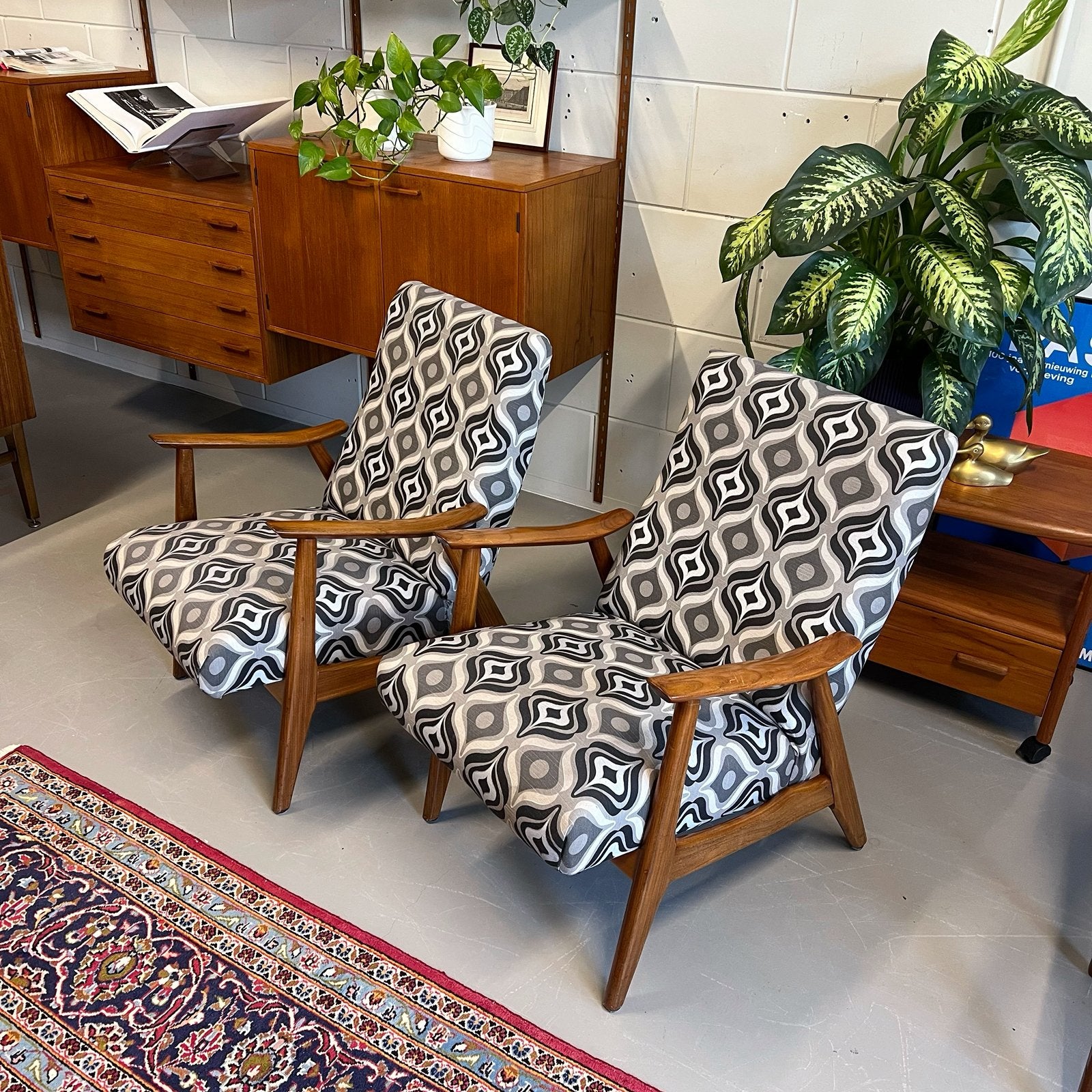 - Set van 2 vintage fauteuils -, Gebruikt, ., Minder dan 75 cm, Ophalen of Verzenden