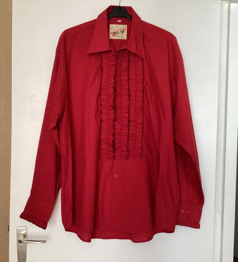 overhemd, voor een feest , rock en roll , rood , XXL, Kleding | Heren, Ophalen of Verzenden, Zo goed als nieuw, Rood, Overige halswijdtes