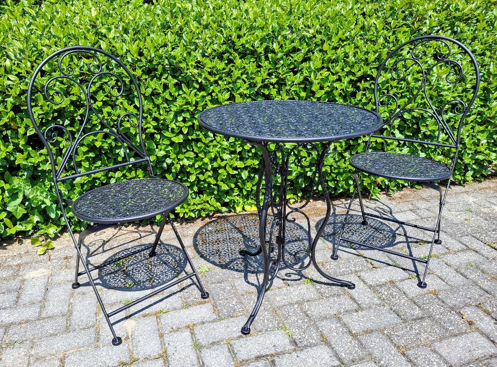 Hele mooie complete nieuwe ijzeren bistrosets., 2 zitplaatsen, Overige materialen, Bijzettafel, Nieuw
