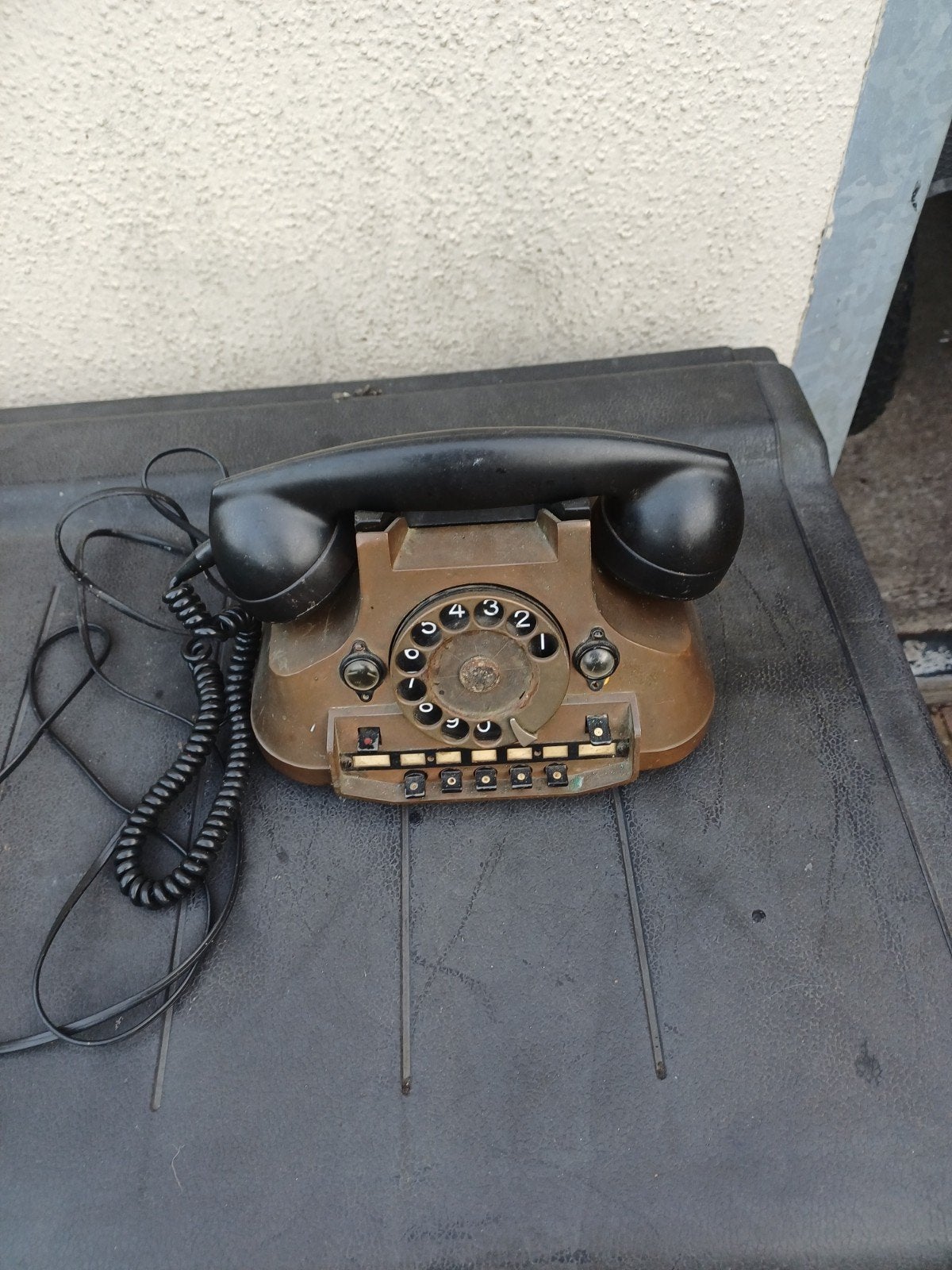 antieke  koperen  telefoon  zie foto, Ophalen of Verzenden, Zo goed als nieuw