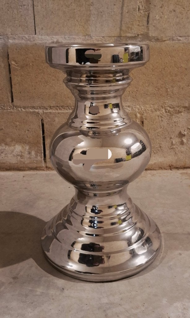 Pilaar zuil plateau kaarshouder plantentafel, Minder dan 55 cm, Metaal of Aluminium, Rond, Ophalen of Verzenden