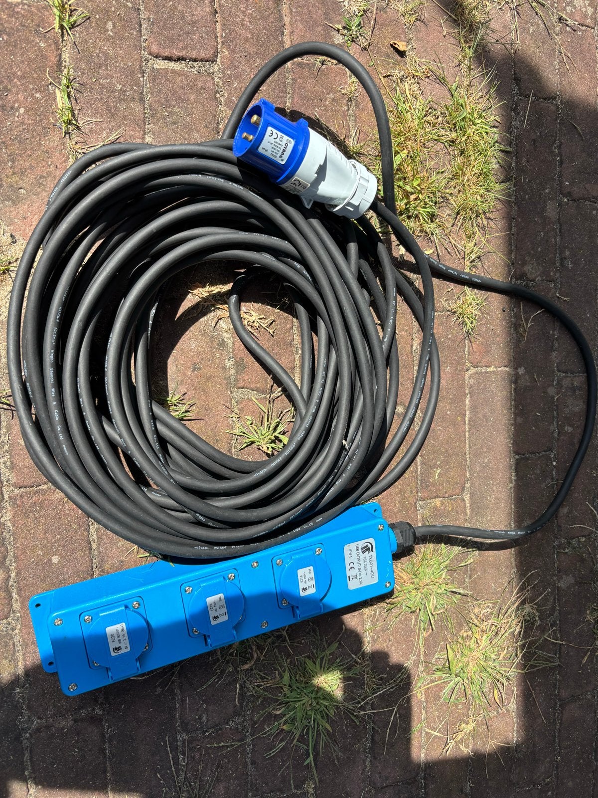 Verlengsnoer met stekkerdoos en CEE stekker, Ophalen of Verzenden, Gebruikt, Overige merken, Kabel of Snoer
